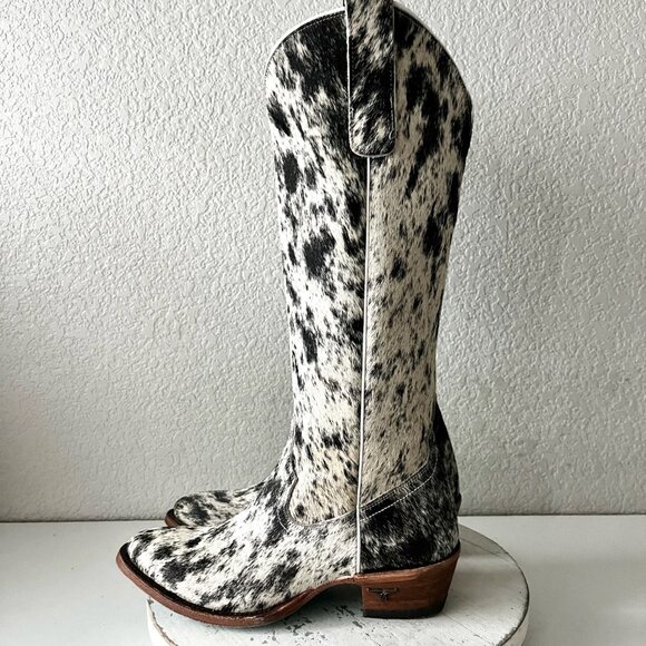 Lane Boots Womens Cowhide Cowboy Boots Tall Black Western Hair on Hide Size 8 - Picture 5 of 10